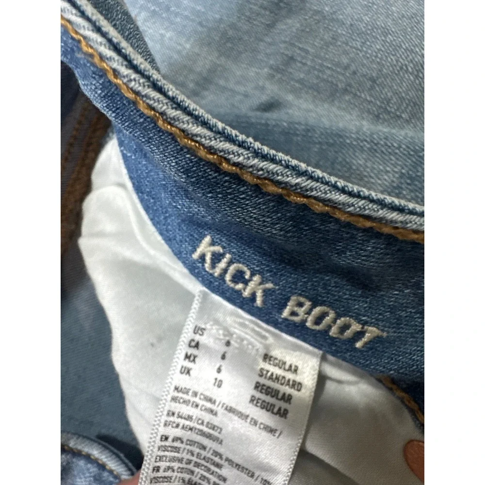 American Eagle Kick Boot Jeans Medium Wash Stretch Bootcut Denim Womens 6 - Picture 5 of 6